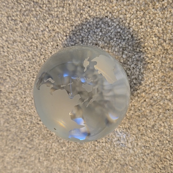 Moderna Art Glass Crystal Frosted Paperweight WorldGlobe Land 3" Pharmaceutical - Picture 3 of 3